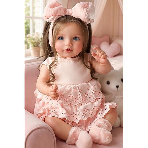 BABESIDE Lifelike Reborn Baby Dolls Dara - 20 Inch Realistic-Newborn Baby Doll Brown Hair Girl Handmade Real Life Baby Dolls with Clothes and Toy Accessories Gift for Kids Age 3+