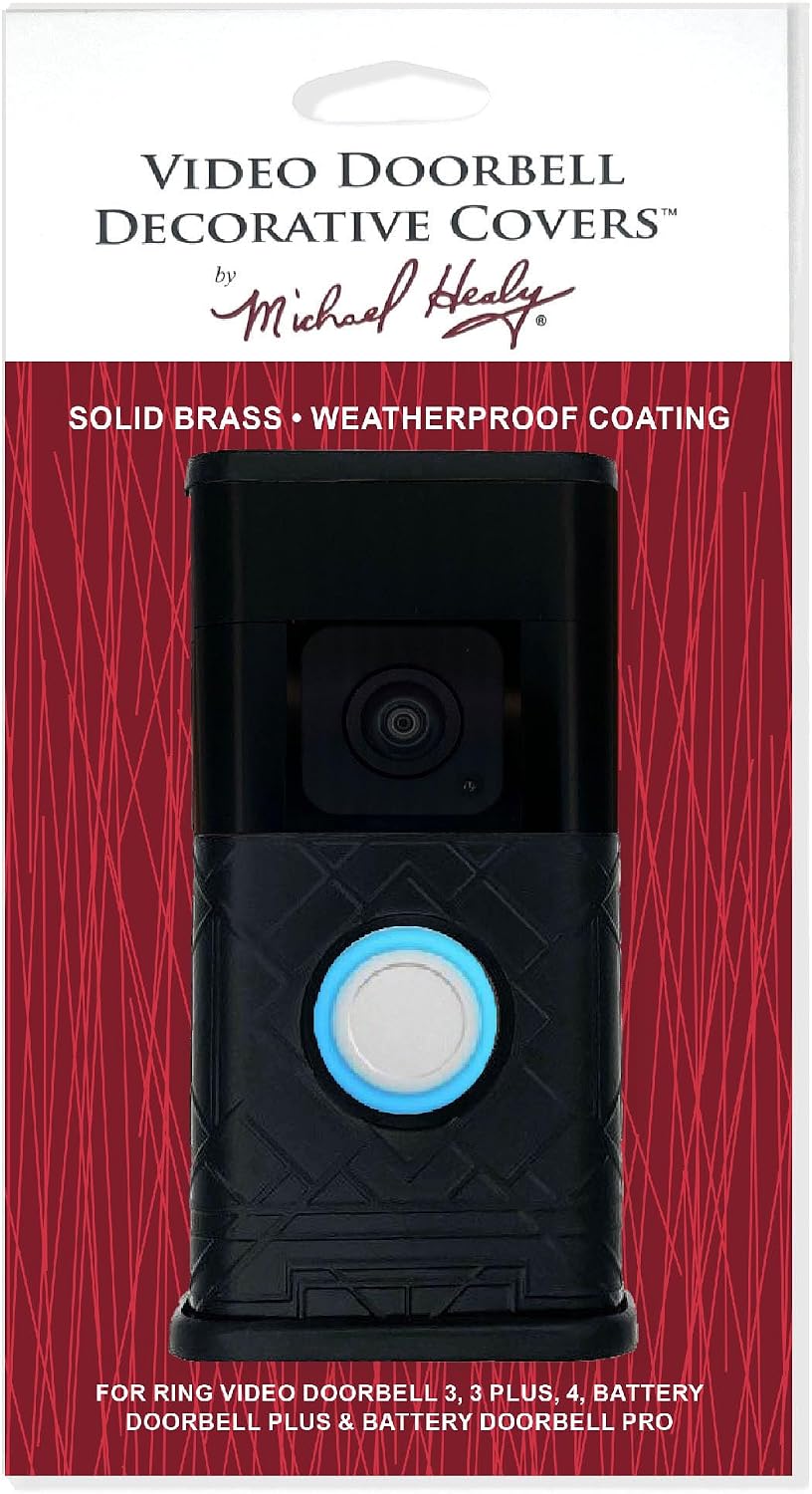 Art Deco Video Doorbell Cover (Compatible with Ring 3, 3 Plus, 4, Battery Plus, and Battery Pro) (Matte Black)