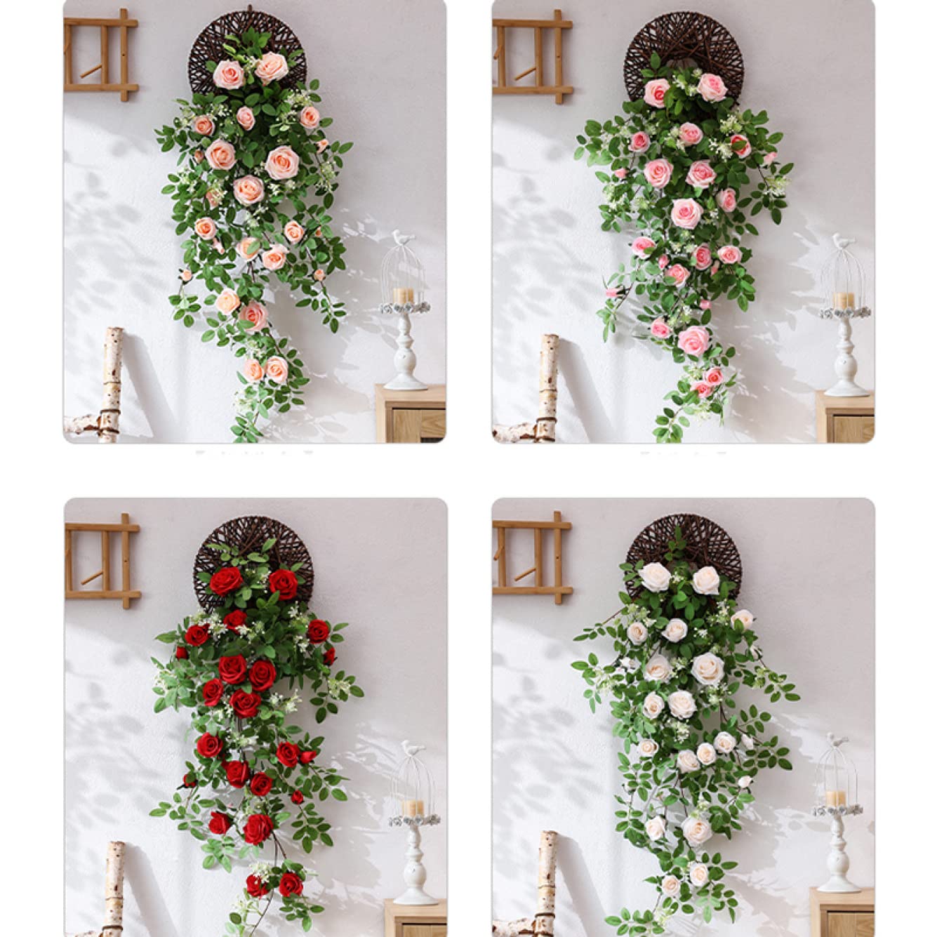 Amazon｜HGJH 造花 壁掛け 枯れない花 明るい 観葉植物 本物そっくり