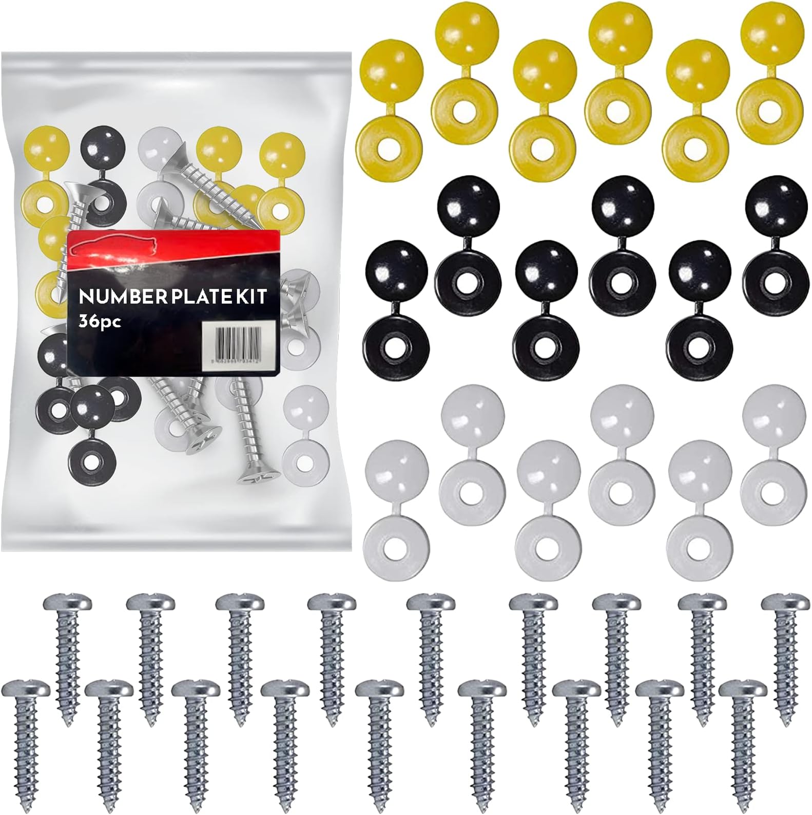 XTDMJ 18 Pieces Caps and Screws Car License Plate Fixing Fitting Kit