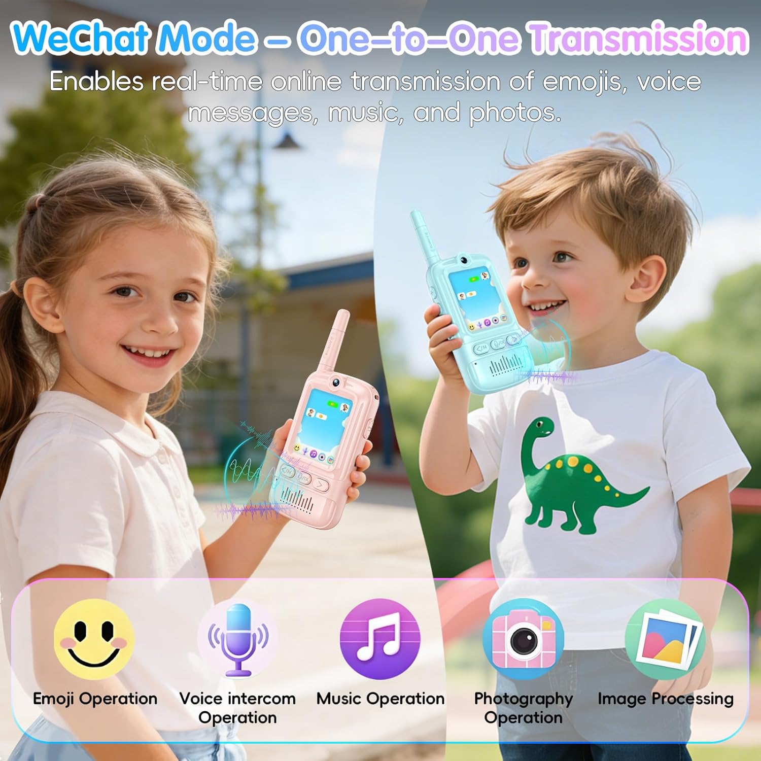 Artman Video Walkie Talkies for Kids, 2 Pack Rechargeable Walkie Talkies with Screen, Long Range Two Way Radios Toys for Family Games, Outside, Camping, Birthday for Boys Girls Ages 3-12 (Blue & Pink)