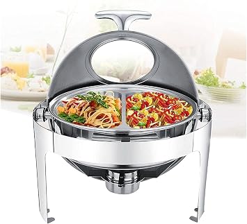 Food Warmer Chafing Dishes Set Chafing Dish, Food Warmers for Parties and Buffets, Round Buffet Servers and Warmers for Keeping Food Being Fresh and Delicious, 6L-One Color-B
