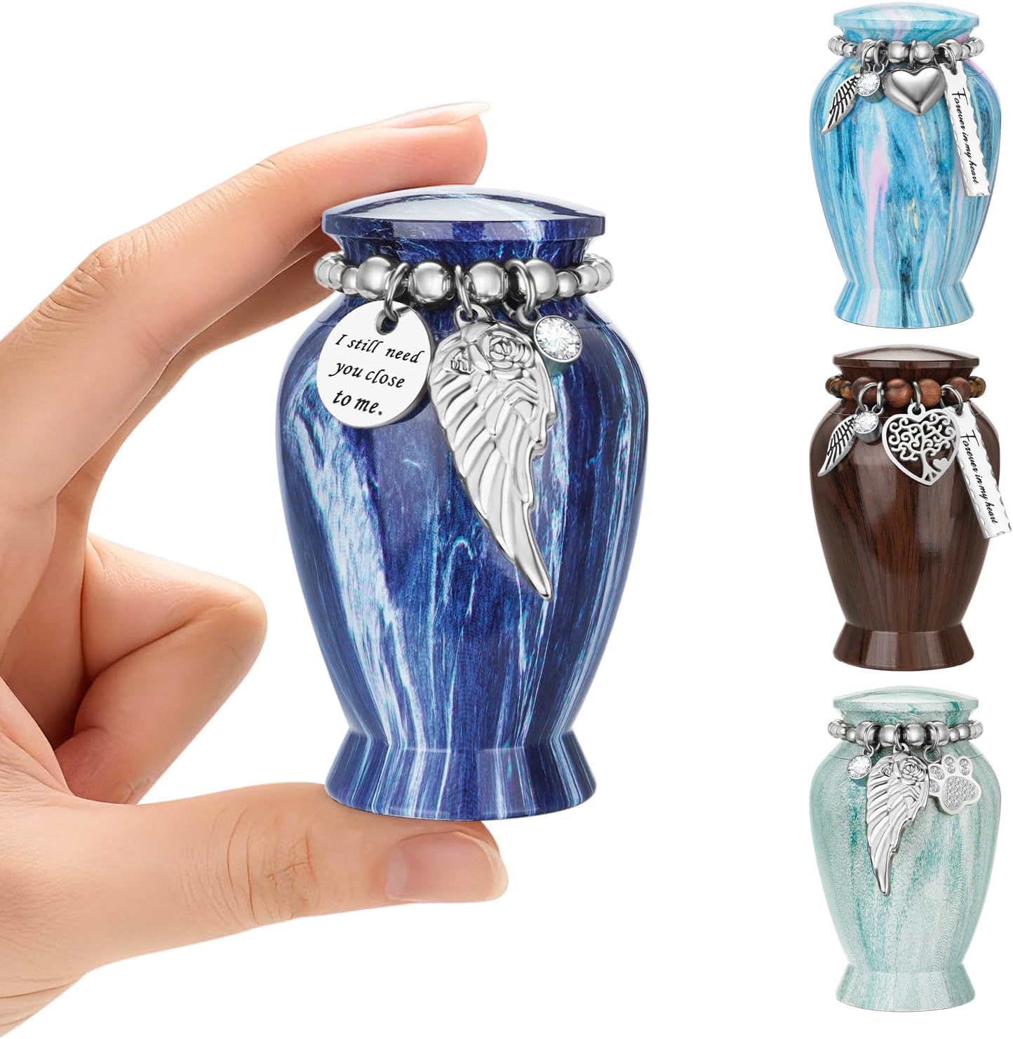 Mini Urn for Human Ashes for Women Men Aluminium Keepsake Small Urn for Ashes Keepsake-Ocean Blue