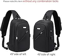 Vista 43 de DUSLANG Mochila de hombro para senderismo, bolsa cruzada para hombres, bolsas de pecho con puerto de cargador USB para campamento casual, ciclismo