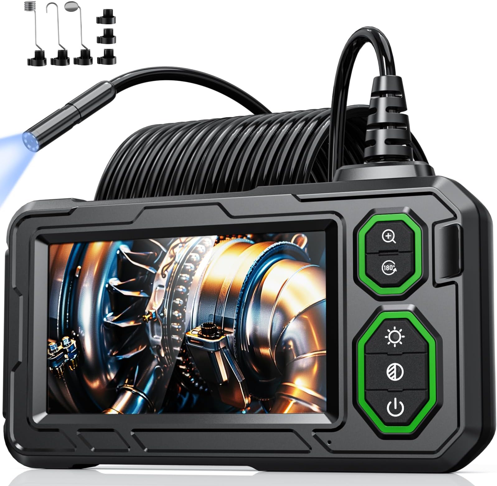 Endoscope Inspection Camera, Hopefox 4.3'' 1080P HD Borescope Inspection Camera with 8 LED Lights, IP67 Waterproof Endoscope Camera with Light, 16.5ft Flexible Drain Camera, Tools & Gadgets for Men