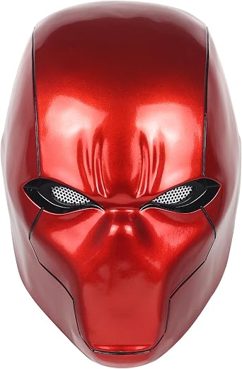 Red Hood Helmet Metallic Effect Red Hood Mask Deluxe Cosplay Prop for Fans Collectors Edition