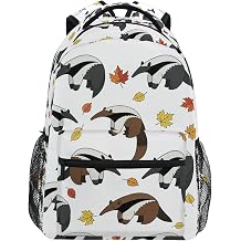 QUGRL Anteater Autumn Leaves Cute School Backpack for Girls Boys Large Bookbag Laptop Computer Bag Casual Hiking Travel Daypack Backpack Schoolbag for Teens College 16 Inch