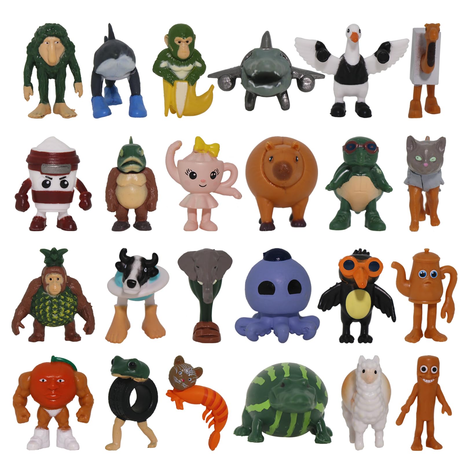 24PCS Italian Brainrot Action Figure,Tralalero Tralala Action Figure Set with Tralalero Tralala,Tung Tung Tung Sahur,Brainrot Meme Shark,Brainrot Toys Collectible Animal Figures for Fans Gifts