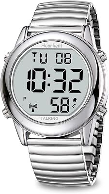 Large Digital Talking Watch English Speaking for The Blind, Elderly or Visually impaired Receives US Signals Automatic Time and Date Correction Big Numbers Easy to See Loud and Clear-Hearkent-2117M