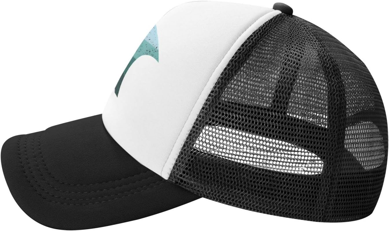 Retro Surfer Girl Wave Blue Adjustable Mesh Baseball Cap Golf Trucker Hat