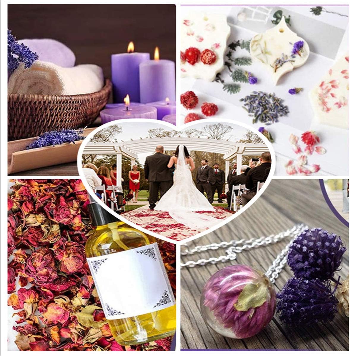 Dried Flowers Soap Making Kits Flower Petals and Buds Natural Dried Flower Herbs Kit for Bath, Resin Jewelry,Soap Making,Candle Making - Include Lavender Rose Jasmine Chrysanthemum(6Bags)