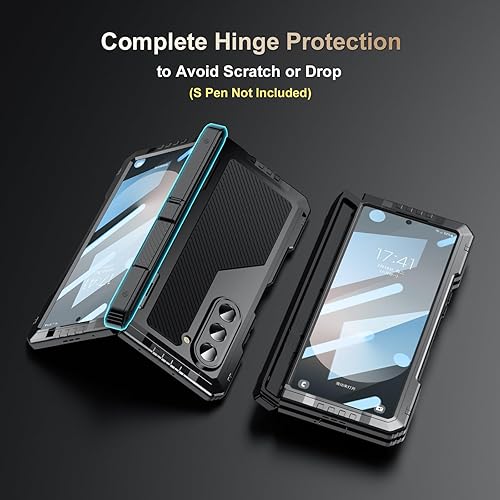 Miniatura 4 de Funda para Samsung Galaxy Z Fold 6 con soporte delgado para bolígrafo S (2023), parachoques de metal de alta resistencia a prueba de golpes