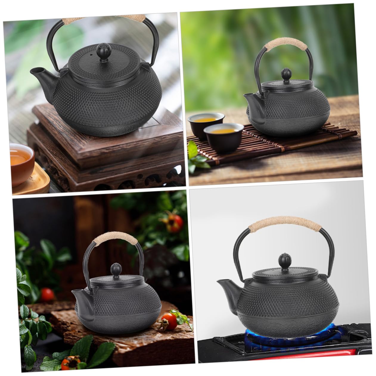 Tetera De Hierro Fundido Recubrimiento Para Cocción Inducción y Estufas Elegante Tetera Para Té Suelto Diseño Vintage y Funcional