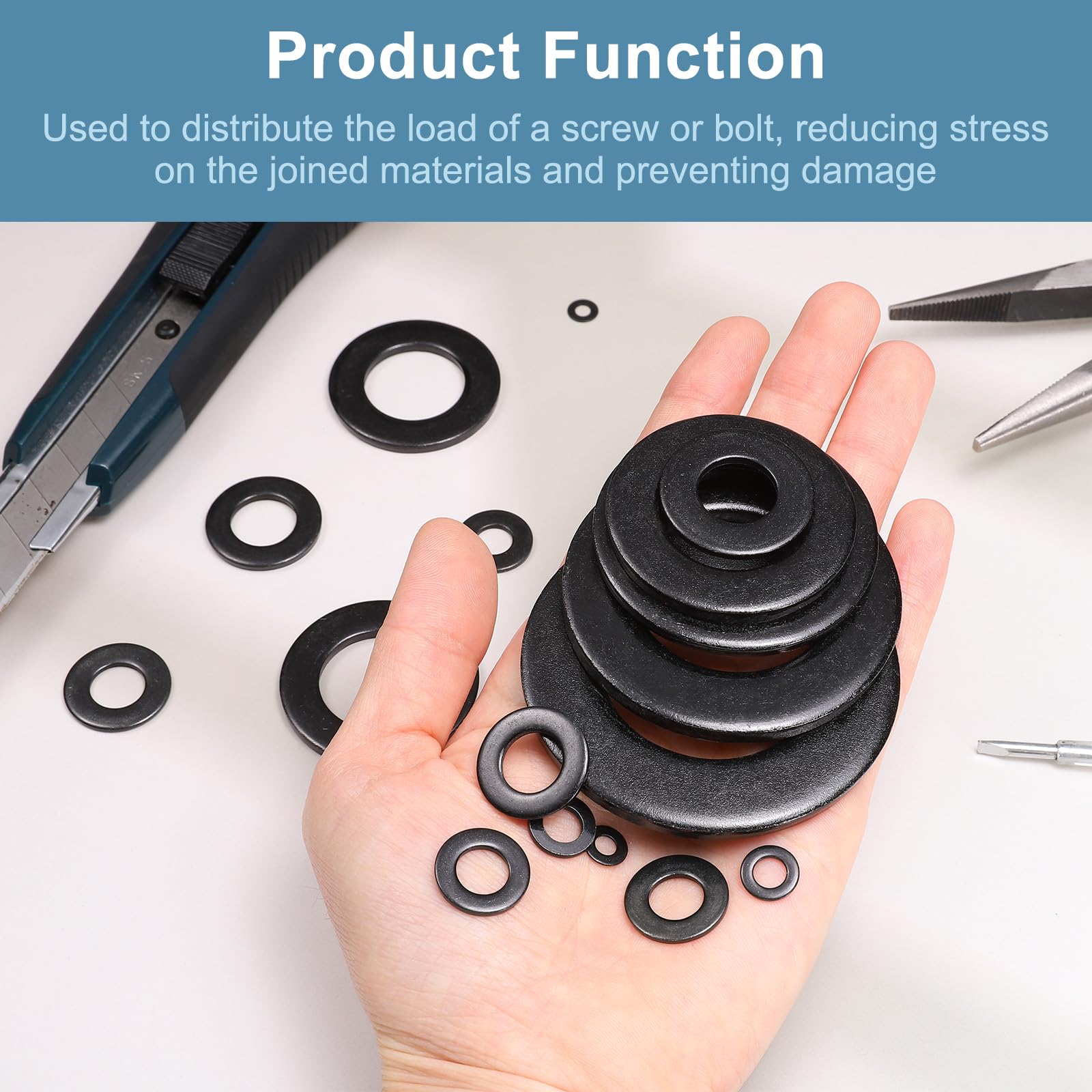 Rondelle Piatte Acciaio Inox 100 Rondelle Piatte In Acciaio Inox 1/4" - Spessore Heavy Duty (.170") SAE Rondelle Inox 100 Pezzi - Foto 8