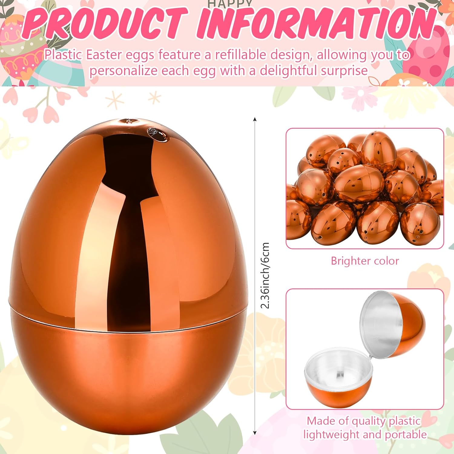 12 Pcs Fillable Easter Eggs 2.36 Inch Easter Eggs with Hinge Plastic Empty Eggs for Easter Egg Hunt Basket Stuffers Easter Theme Decorations (Colorful)