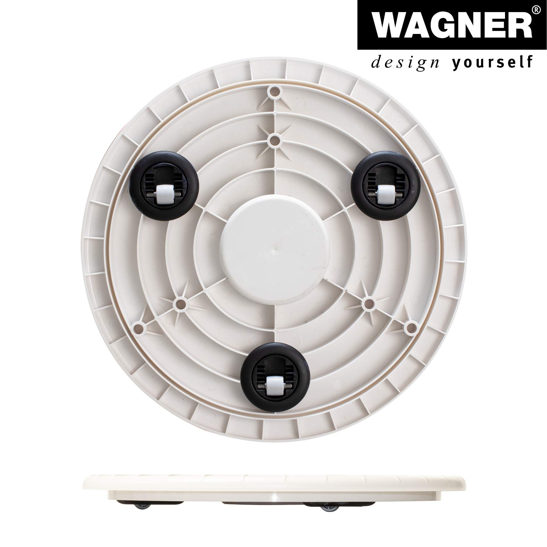 Wagner ULTRAFLAT Rullo Portavasi Per Interni 30x3 Cm - Extra Piatto, Ruote Orientabili, Plastica ABS, Portata 100kg - Bianco 20045101 - 2