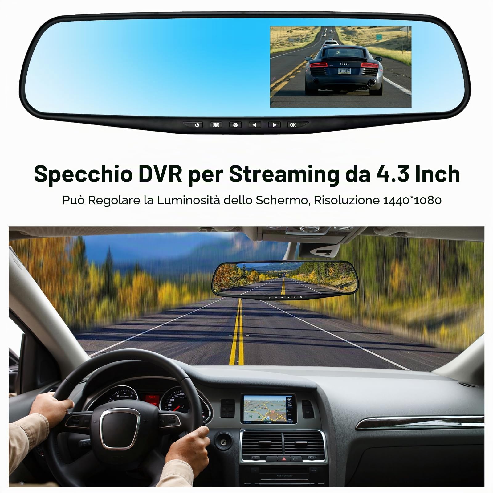 Podazz Telecamera per Auto da Full HD 1080P Grandangolare Posteriore impermeabile Telecamera con Sistema di Monitoraggio Inverso
