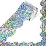 STARLIBOO 60 Feet Bulletin Board Borders, Holographic Scalloped Rolled Border Trim for School, Classroom & Offices