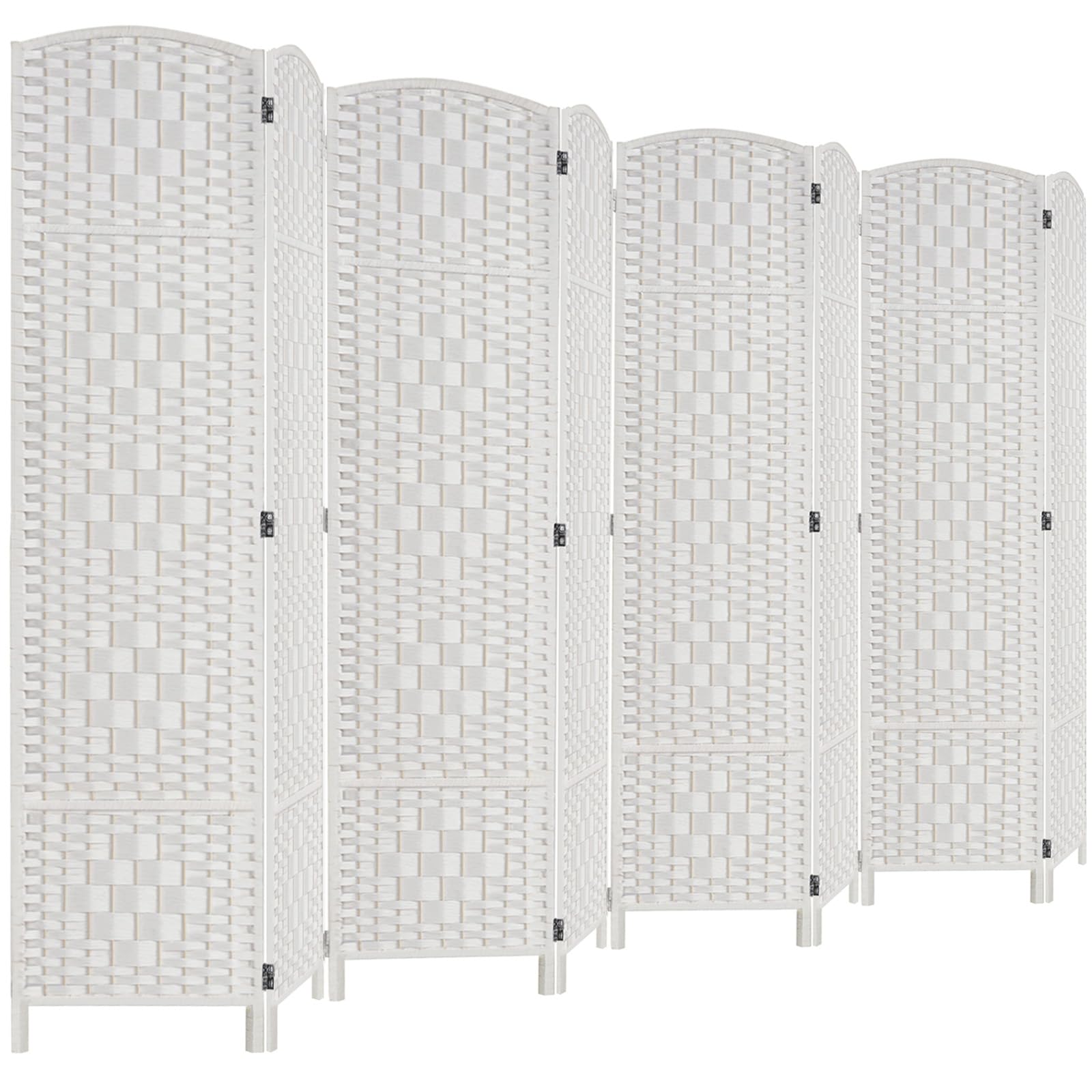 Rose Home Fashion Room Divider, 6 ft Tall Room Dividers and Folding Privacy Screens, 16in Privacy Screen 8 Panel White Space Temporary Wall Foldable