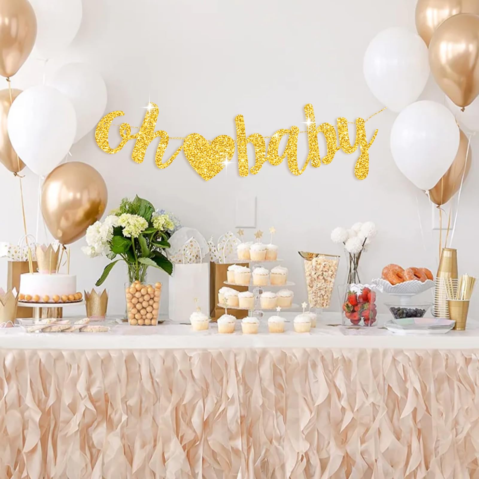 Welcome Baby Gold Glitter Banner – Dekoration Für Baby Shower, Gender Reveal & Schwangerschaftsankündigung