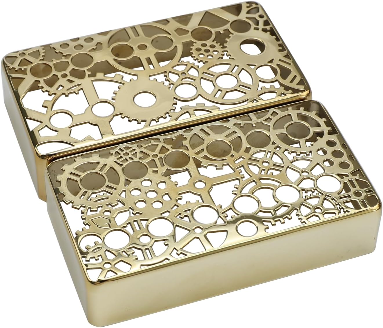 2 PCS Brass Humbucker Guitar Pickup Covers 50mm/52mm Pole Spcing Engraved Guitar Pickup Covers Pickup Covers electric guitar pickup covers for Les Paul Electric Guitar (Gold)