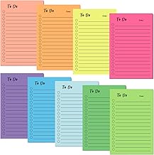 9 Pack to Do List Pad, 450 Sheets Colorful Sticky Notes Lined Self-Stick School Supplies for Office Home Plan (10x15cm)