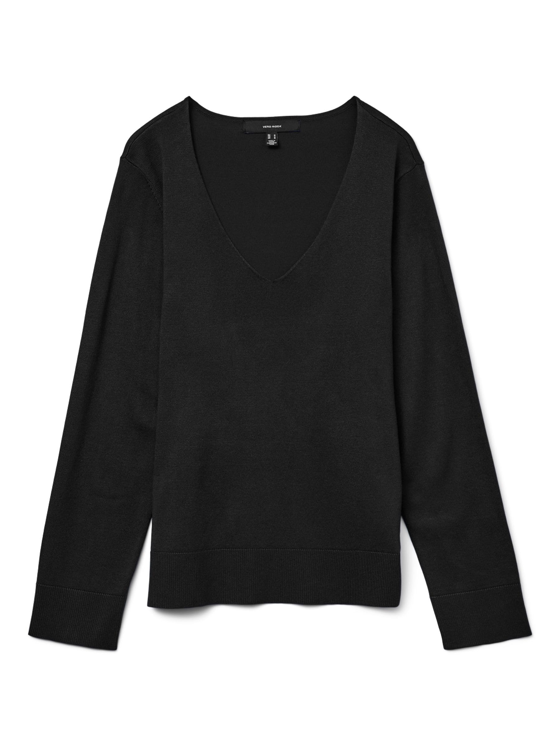 VERO Moda Vmsilje LS V-Neck Pullover GA NOOS, Black, XL
