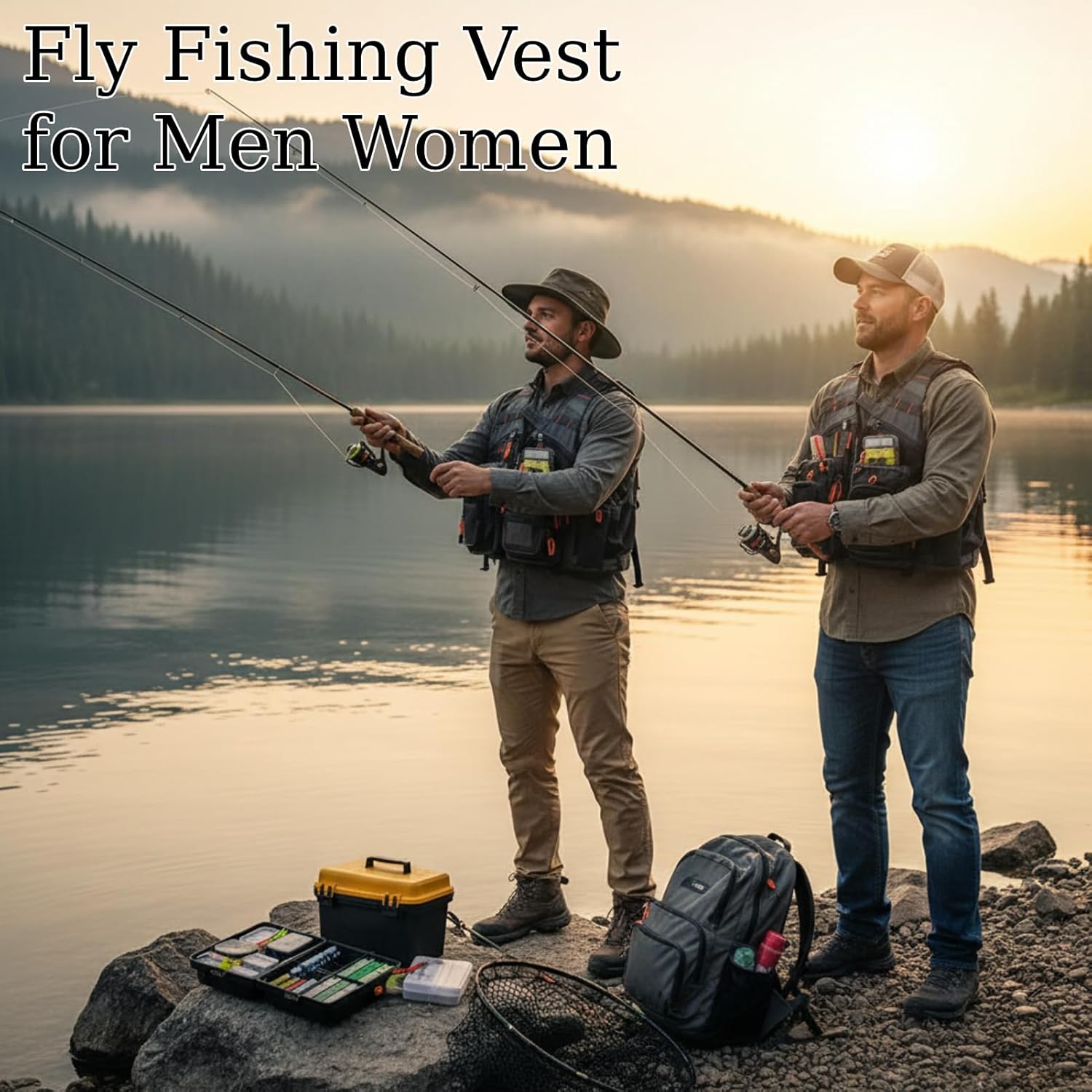 TOMSHOO Fly Fishing Vest for Men Women Adjustable Strap with Mesh Shoulder Pad Multi Pockets for Outdoors Stream Fishing - Image 5
