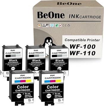 BeOne Remanufactured Ink Cartridges Replacement for 215 T215 for WF-100 WF-110 WF100 WF110 Printers 3 Black, 2 Tri-Color