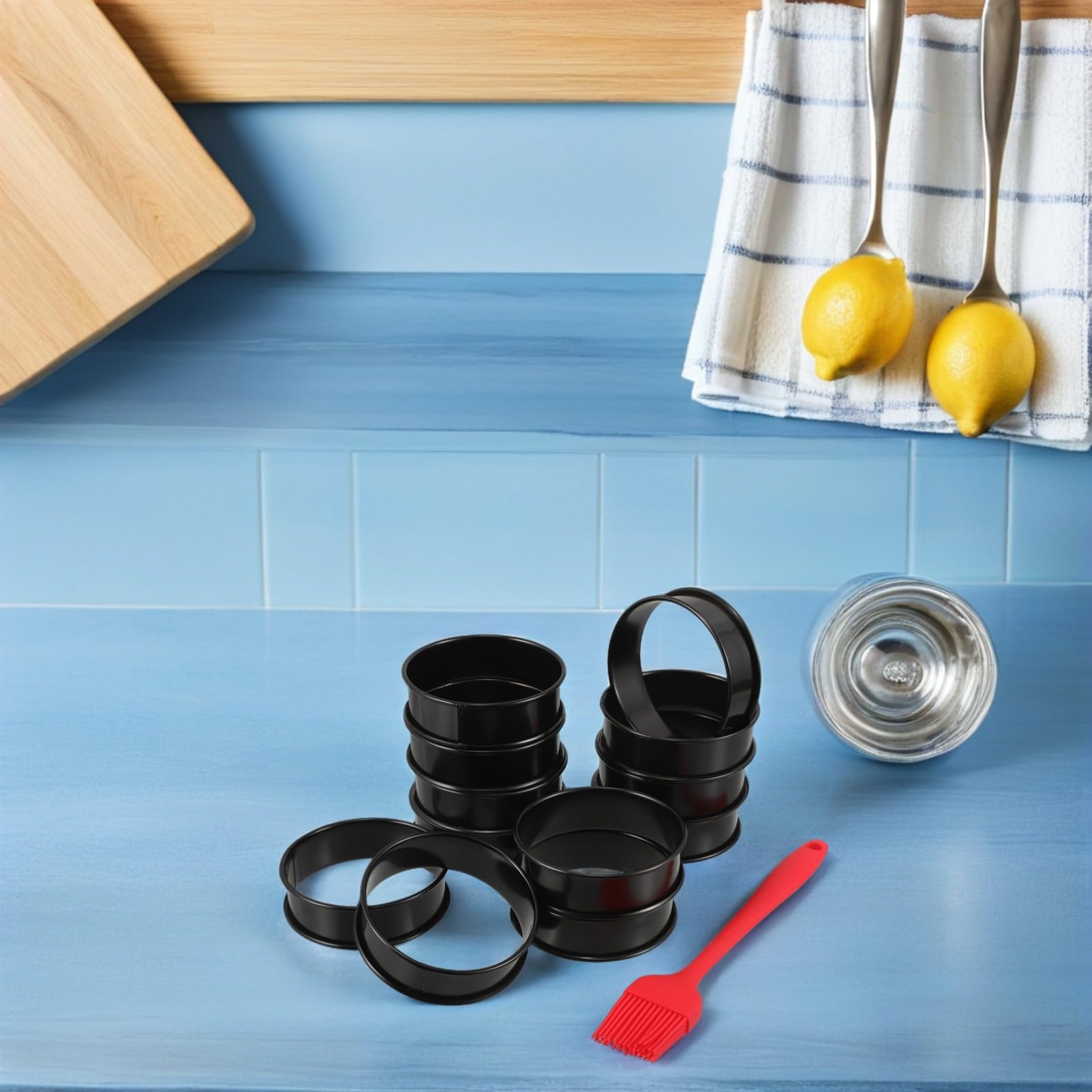 Juego de Moldes Redondos para Muffins de Acero Inoxidable, 12 Piezas