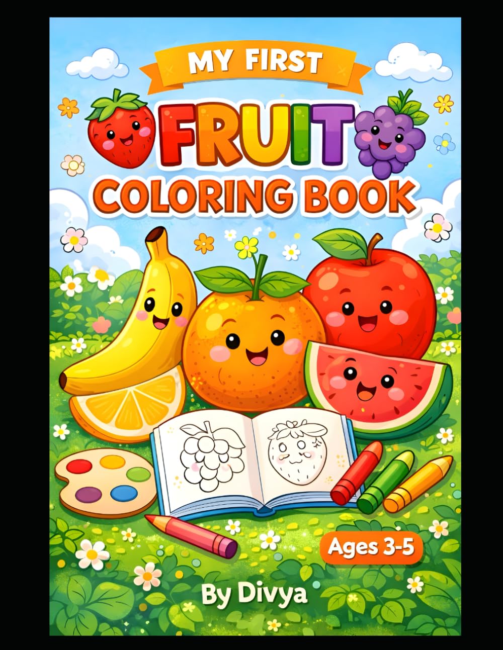 My First Fruit Coloring Book for Kids Ages 3–5: Fun & Easy Coloring Pages with Cute Fruits for Toddlers, Preschoolers & Early Learners