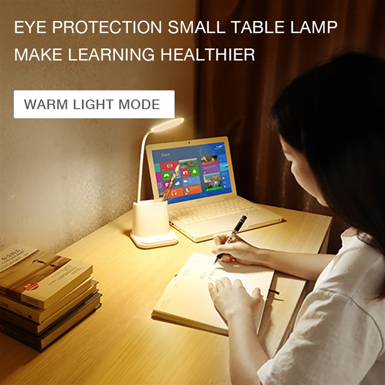 Modern Bedside Light Małe biurko Lampa Dotykowa Regulacja USB Lampka stołowa Lampka pióra Uchwyt z wentylatora Ochrona Lampa uczenia się dla ucznia (Body Color : 1)