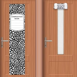 QOUBAI 2 Pcs Composition Notebook Classroom Curtains for Door Window Cover Decor Classroom Blackout Door Window Lockdown for Office Kindergarten Primary Back to School Teachers