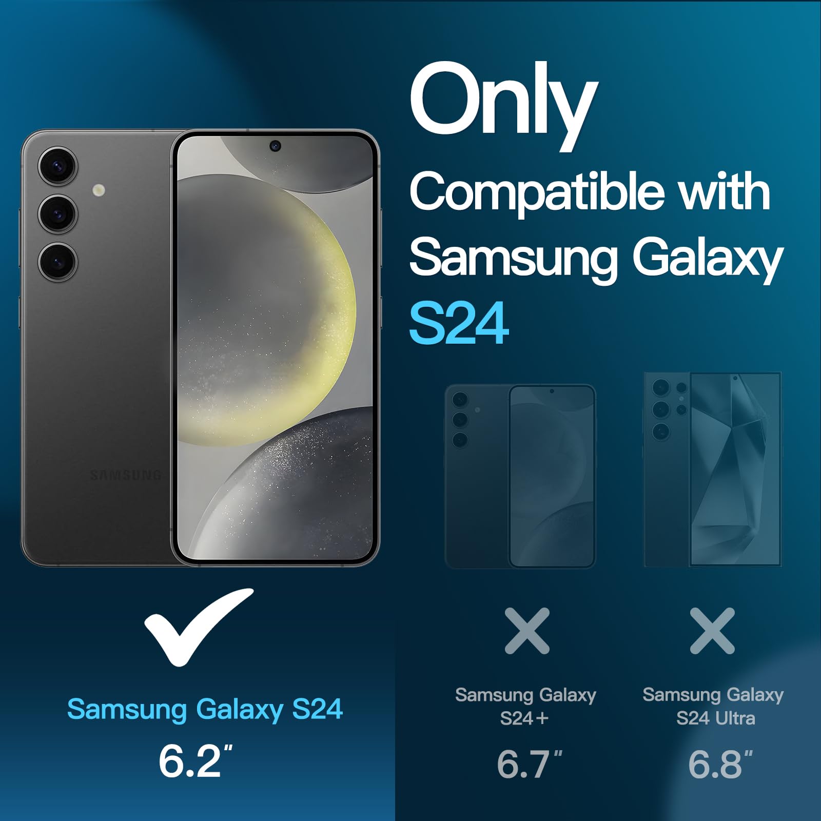 JETech 5 in 1 Cover Opaca per Samsung Galaxy S24 5G con 2 Pellicola Protettiva e 2 Protezione Lente Fotocamera, Posteriore Traslucida Custodia, Vetro Temperato Film (Nero)
