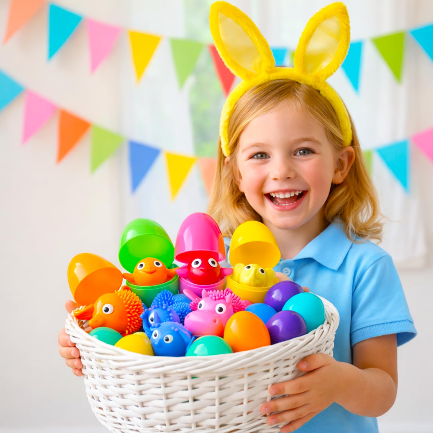 24Pack Easter Prefilled Eggs with Squishy Toys Inside Bright Plastic Easter Eggs Filled Cute Stress Reliever Squishy Toy for Easter Basket Stuffers Animal Easter Egg Filler Classroom Prize Supplies — view 6