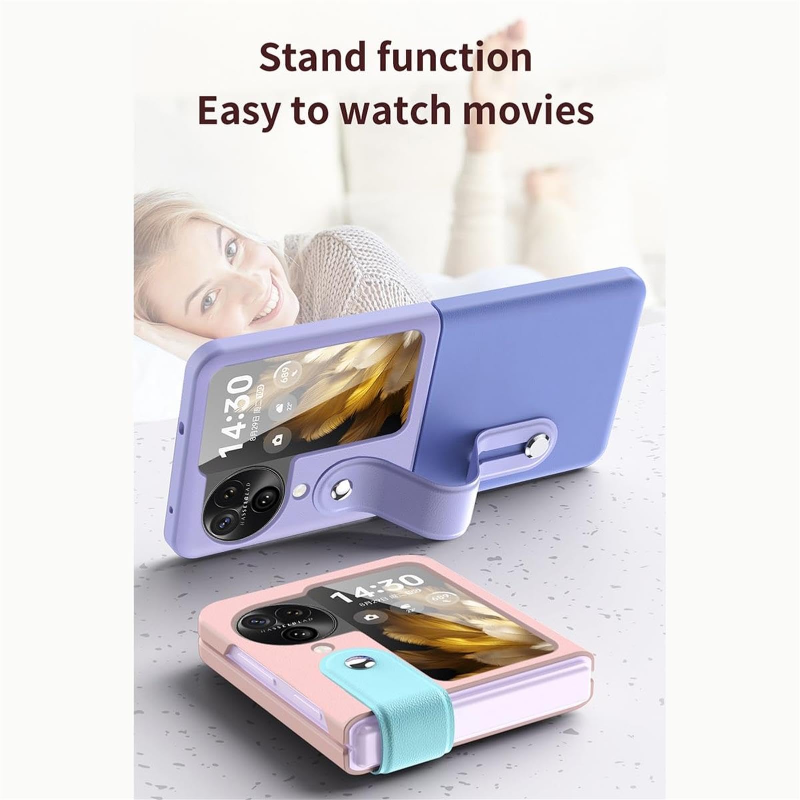 Hülle Für Oppo Find N3 Flip, Mit Einziehbarer Fingerschlaufe, Handheld-Design, Ultradünn, PC, Stoßfest, Ständer, Ganzkörperhülle,Pink