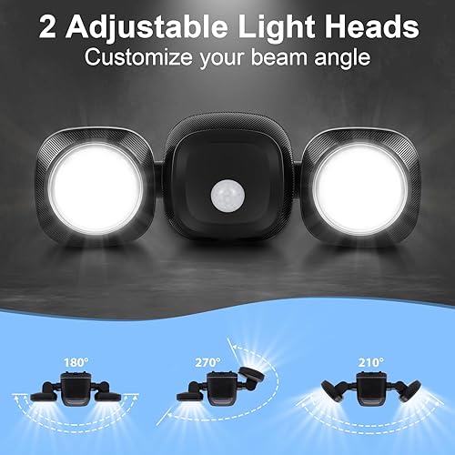 Miniatura 7 de Paquete de 2 luces LED inalámbricas con sensor de movimiento que funcionan con pilas, luces de inundación LED inalámbricas con detector - Luz de