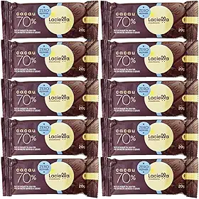 Kit 10 Unidades de Chocolate 70% Cacau Zero Açúcar Zero Lactose de 20g cada - Laciella