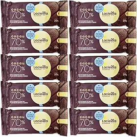 Kit 10 Unidades de Chocolate 70% Cacau Zero Açúcar Zero Lactose de 20g cada - Laciella