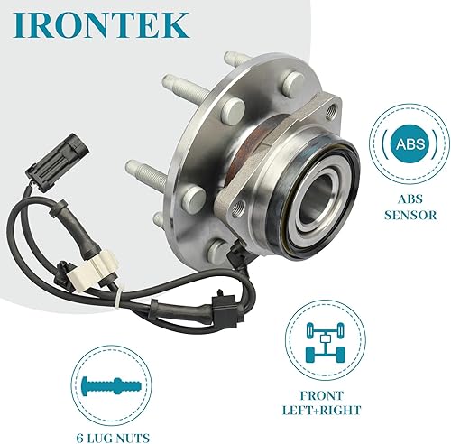 Miniatura 2 de IRONTEK Buje de rueda delantera y conjunto de rodamiento 515036 compatible con Cadillac Escalade, para Chevy SilveradoTahoeSuburbanAvalanche, para