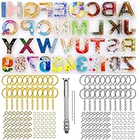 Nupinta 244Pcs Reversed Alphabet Letters & Numbers Silicone Resin Molds Kit with Pin Vise - DIY Epoxy Keychains, House Numbers Crafts