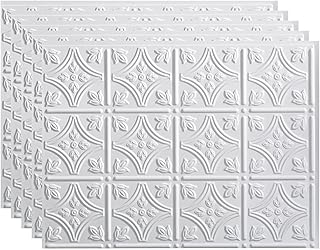 FASÄDE Traditional Style/Pattern 1 Decorative Vinyl 18in x 24in Backsplash Panel in Gloss White (5 Pack)