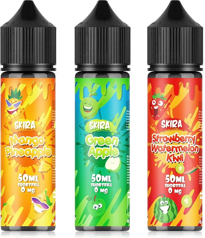 SKIRA Vape Liquid No Nicotine, 3 * 50ml Shortfill Vape Juice 0mg,70VG
