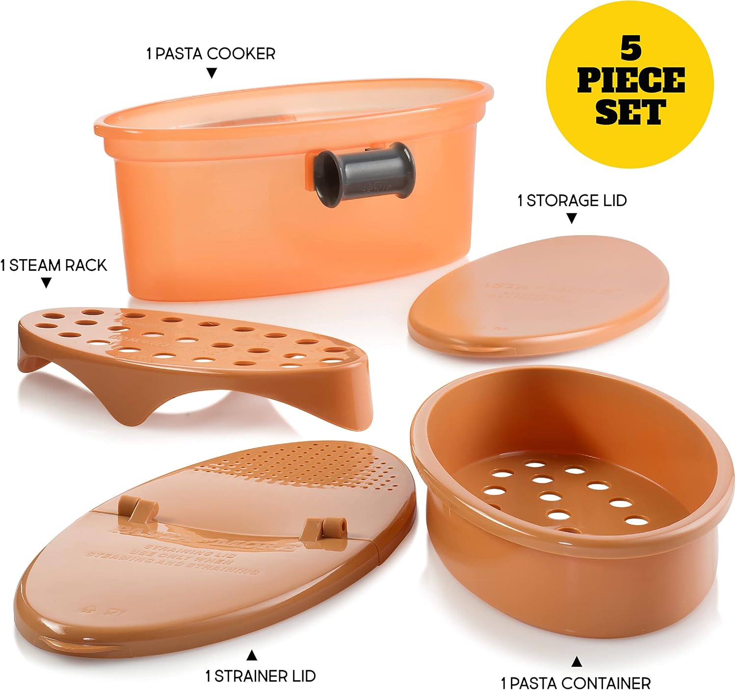 Pasta N More Microwave Cooker with Strainer, All in 1 Microwave Pasta Cooker, Microwave Rice Cooker and Microwave Egg Cooker for Quick Cooking, Nonstick, Dishwasher Safe, 100% Toxin Free As Seen on Tv