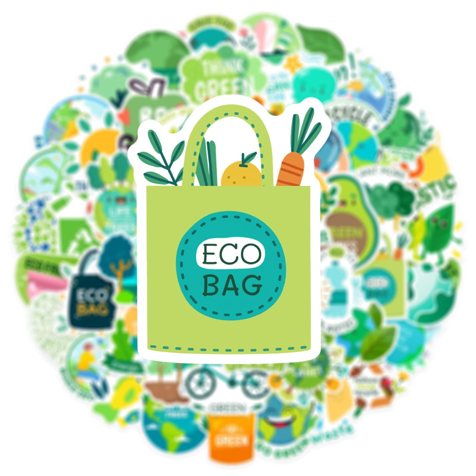 Environmental Protection Stickers 50PCS for Adults Teens,Save The Earth Green Eco Friendly Waterproof Decals for Laptop Water Bottle Scrapbook Journal Luggage Helmet Refrigerator Phone Computer - Image 4