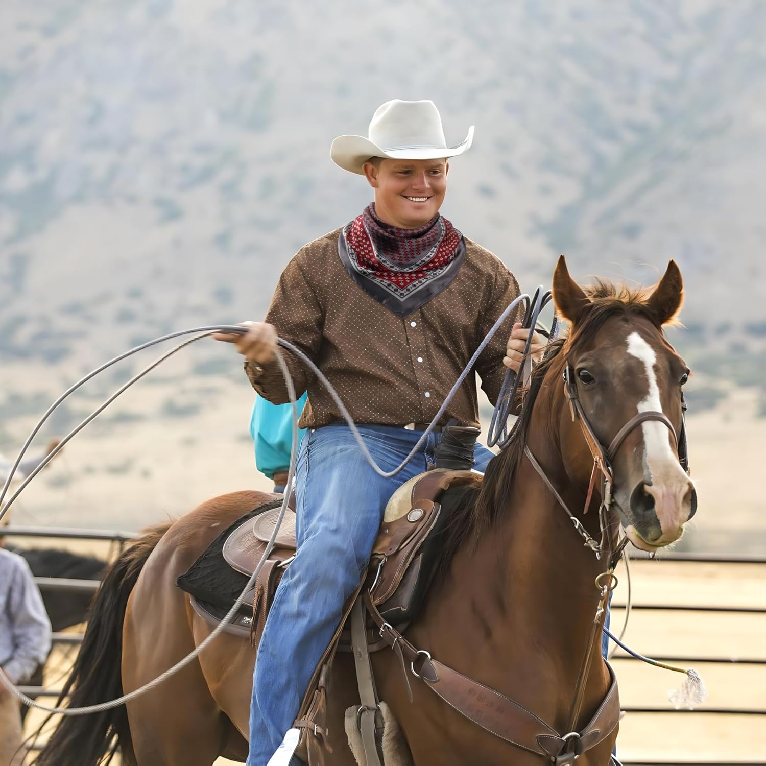 27.5 Inches Square Silk Feeling Neck Scarf for Men Necktie Silk Bandanas Pocket Square Cowboy Scarves - Image 4