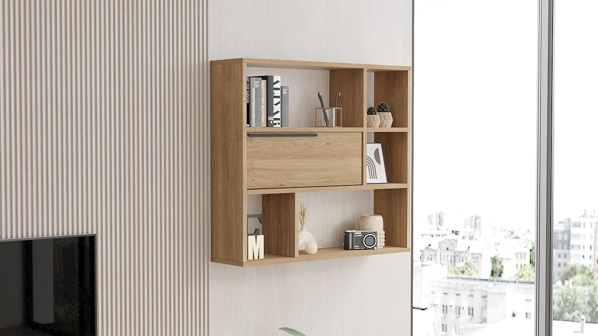 Deconation - Estantería de pared para almacenaje (MDF melaminado, 90,1 cm)
