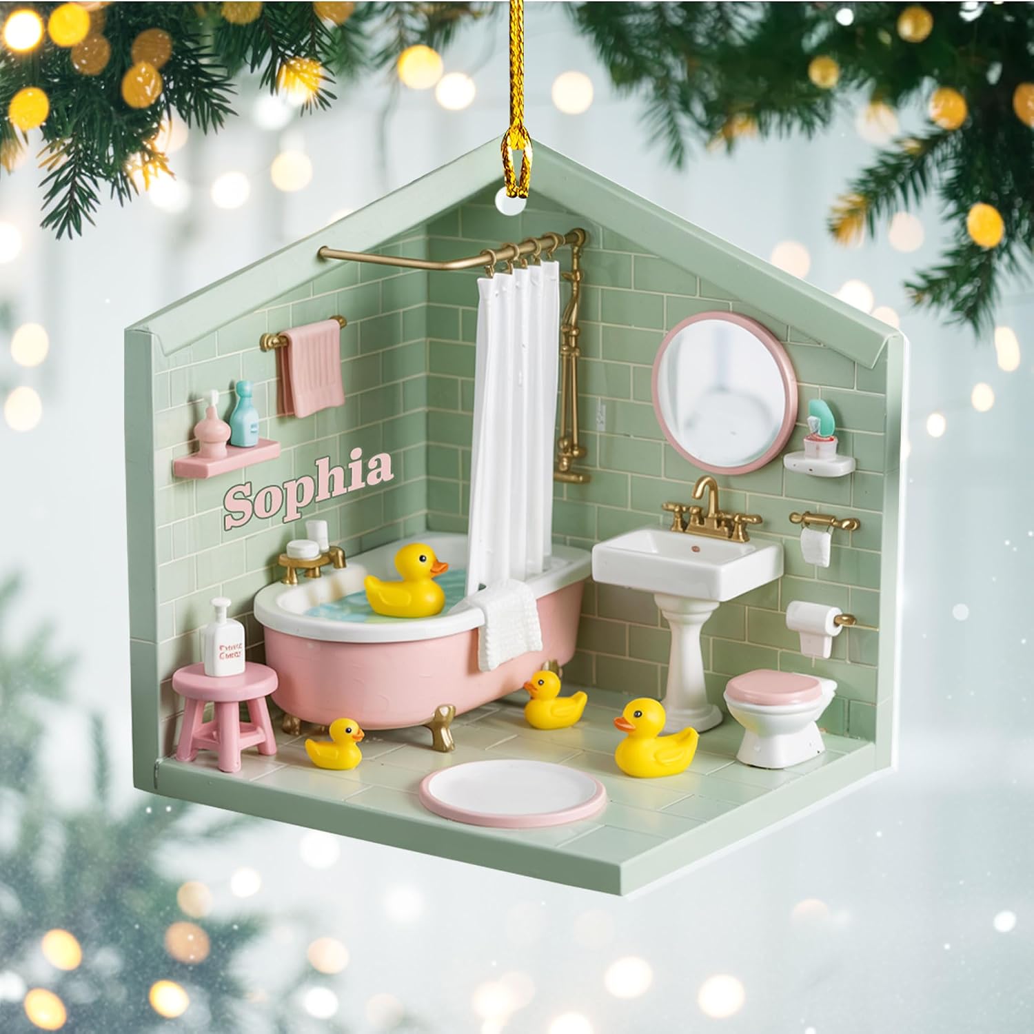 Personalized Bathroom Ornament, Custom Toilet Bathtub Soap Brush Cleaning Spray Christmas Keepsake, Funny Home Holiday Decoration, Gift for Homeowners, Clean Freaks, Housewarming Parties (Tub 5)