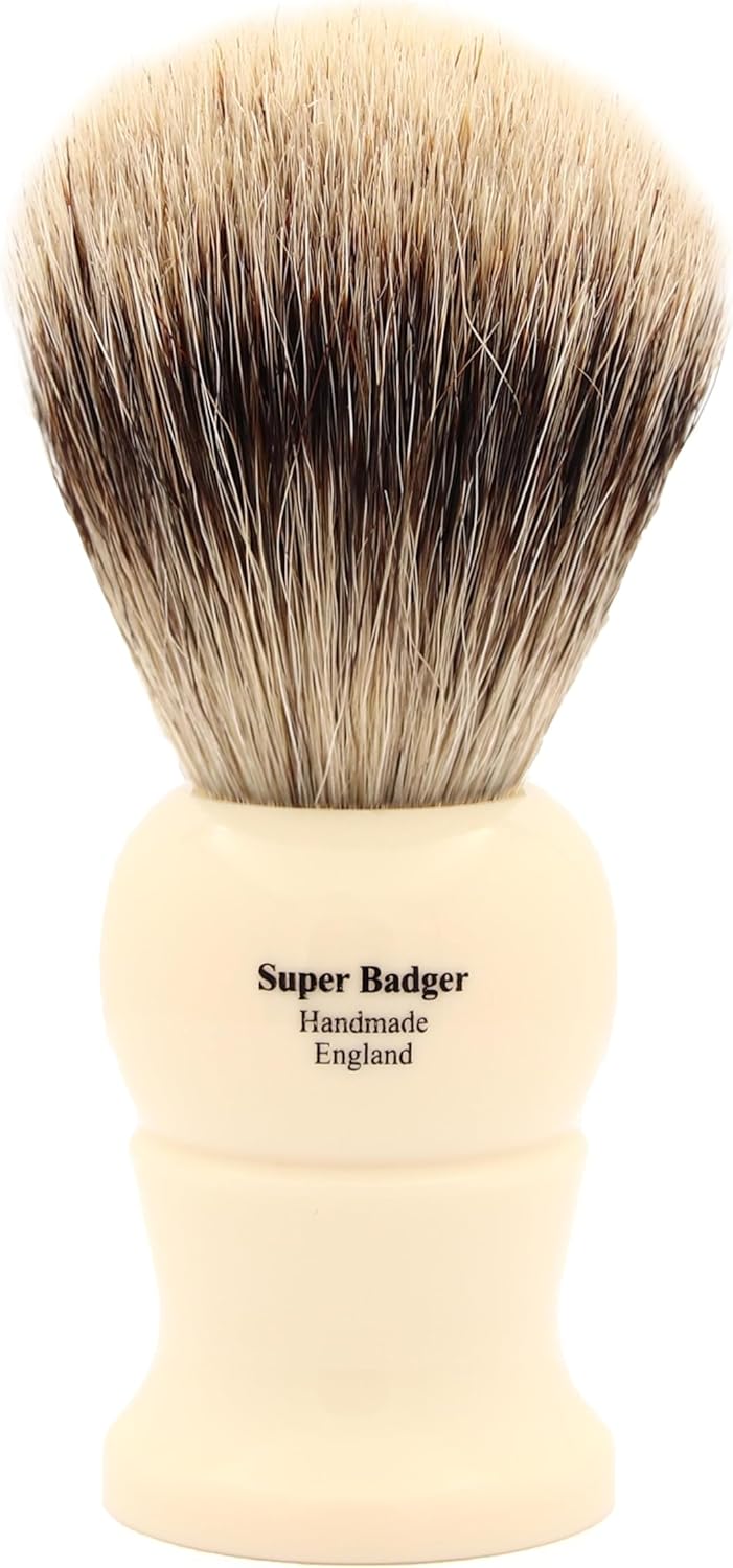 Edwin Jagger 3EJ287 Large Super Badger Shaving Brush, Imitation Ivory for use with Shaving Cream or Soap for Men