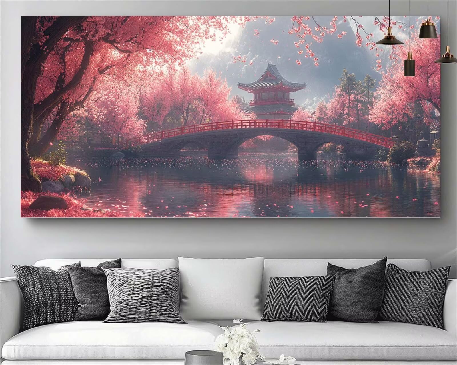 Japon Diamond Painting Fleur Diamond Painting Enfant Broderie Kit Complet, 5D Peinture Diamant Point de Croix Cristal Artisanat,DIY Tableau Strass Diamant Canevas Débutant Kit, Gifts 40x120cm M682